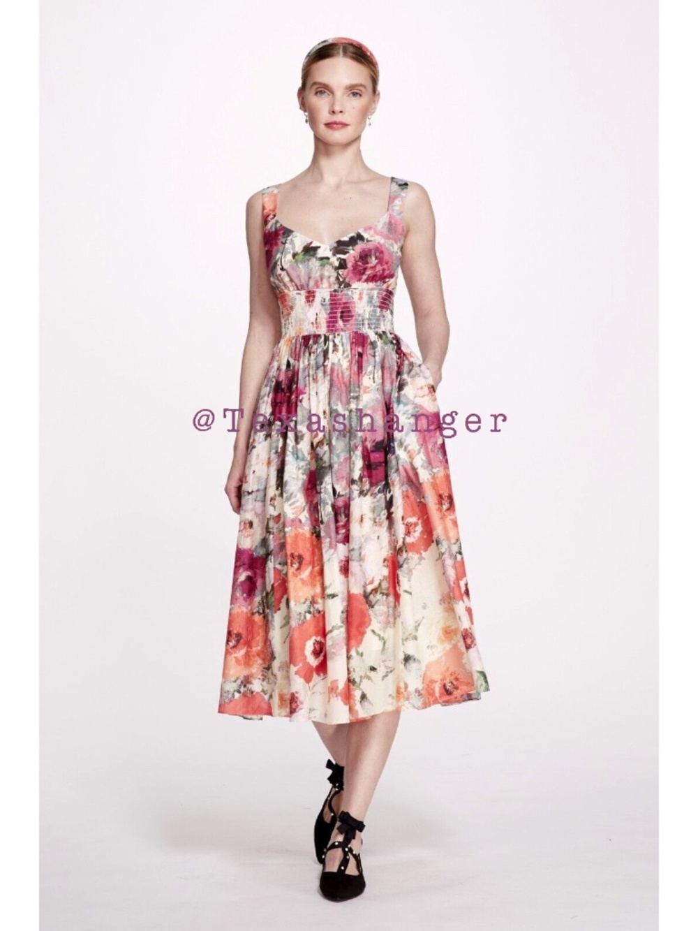 Marchesa Notte NWT Rosa Betony Midi Dress Size 2 Ivory Multi